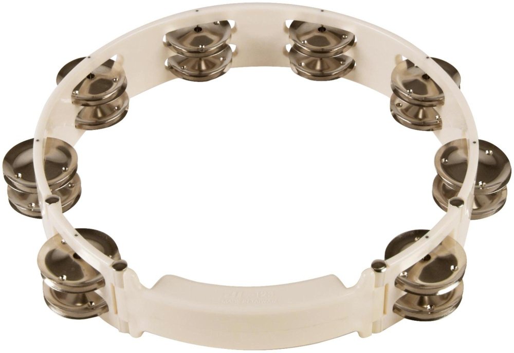 Sound Percussion Labs Baja Percussion Shape Shifter Tambourine with Double Row Steel Jingles White