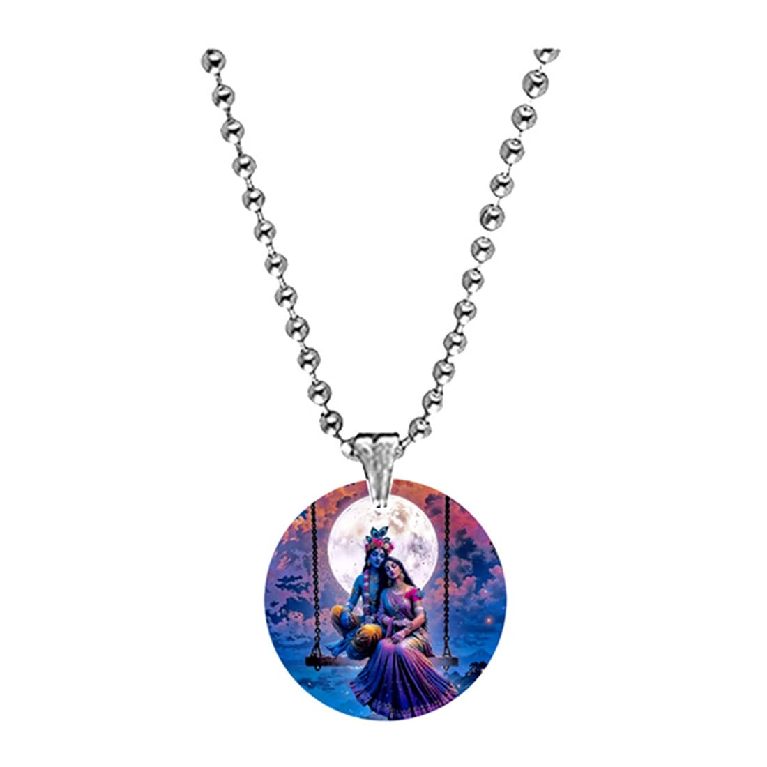 abhiora fashion Radha Krishna Jhula Bead Chain Purple Acrylic Religious Pendant for Men Women Spiritual Devotional Jewelry Lightweight Daily Wear Gift-picture-47