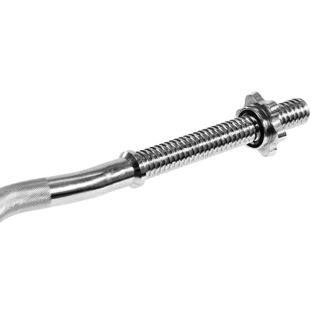 MOVIT SZ Barre curl Professionnelle en Forme de, 30mm STANDARDNORM, Choix: 120cm (7kg) ou 130cm (8kg), chromée ou Noire, Fermeture étoile ou Fermeture Ressort, Barre curl d'haltère