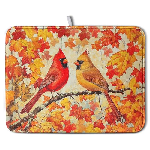 Kwlegh Fall Dish Drying Mats for Kitchen Counter Maple Leaf