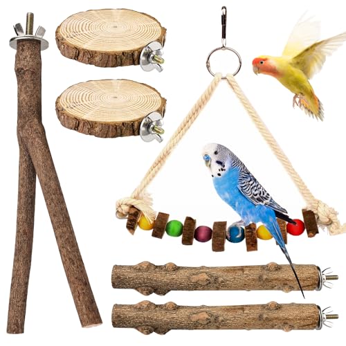 Perchas para Pájaros, 6 Piezas Perchas para Periquitos de Madera ...