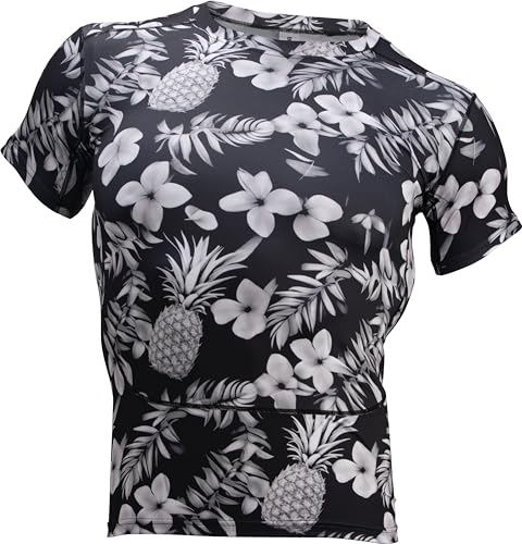 Tropical Compression Shirt for Men Short Sleeve - Swim Shirt, Rash Guard, Gym Undershirt