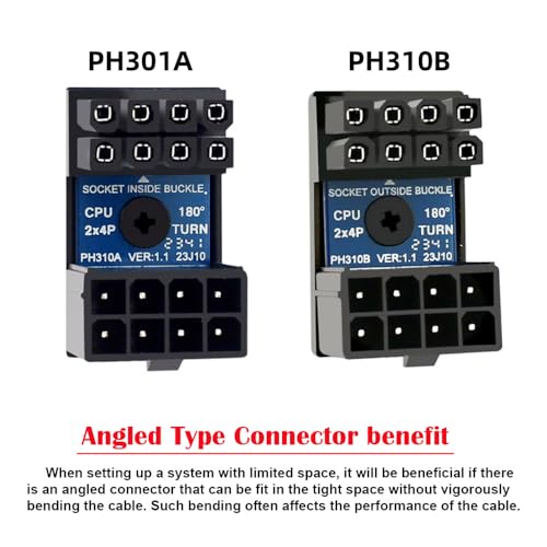 Adaptador xiwai 2 piezas ATX 8Pin EPS macho a hembra 360° miniatura 4