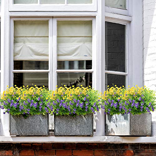 image for Whonline 8 Bundles Artificial Plastic Shrubs Flowers Outdoor UV Resist