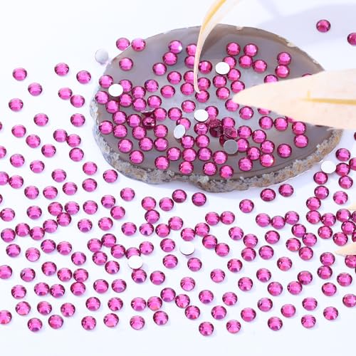 Image of Fuchsia Flatback Rhinestones, Glass Rhinestones for Nail Art and Craft, Glue Fix, Loose Crystal Gemstones(Fuchsia, SS16, 2880pcs, 3.8-4.0mm)