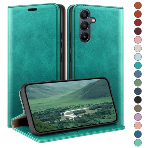 Housse Cuir Premium Samsung A34 5G Bleu Vert - Finition Haut de Gamme
