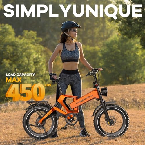 Cybervelo 1000W(Peak 2000W) Folding Electric Bike for Adults,35MPH 100Mile,48V 25Ah Removable Battery,20" x 4.0 Fat Tire Foldable Electric Bicycle,8-Speed Electric Mountain E-Bike, Commuter Ebikes - Image 6