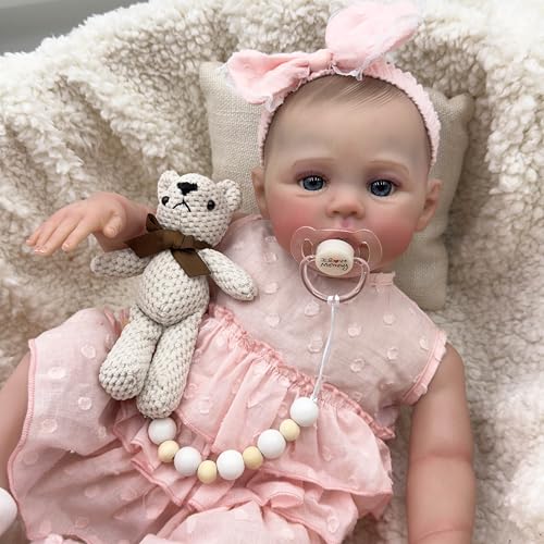 Image of RXDOLL Lifelike Reborn Baby Dolls Silicone Full Body Girl 19 inch Realistic Newborn Baby Dolls Anatomically Correct Real Life Baby Doll Washable Toy with Blue Eyes