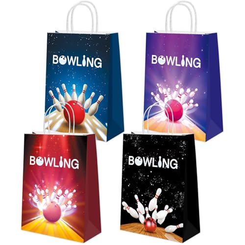 BQK 16pcs Bowling Party Bags: Multicolor Sports Themed Party Favors for Bowling Party, Birthday & More