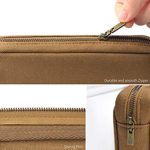 Image of Pencil Pen Case, Canvas Pencil Pouch Big Capacity Pen Bag with Zipper Durable Stationary Storage Bag for Adult Students Officers