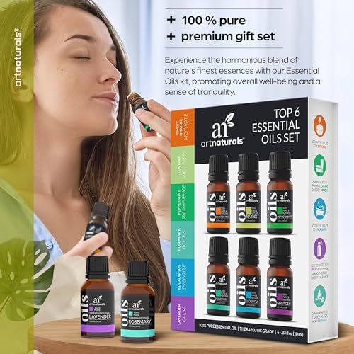 ArtNaturals Aromatherapy Top-6 Essential Oil Set - (6 x 10ml Bottles) - 100% Pure of The Highest Therapeutic Grade - Premium Gift Set – Lavender, Peppermint, Tea Tree, Eucalyptus - Image 3