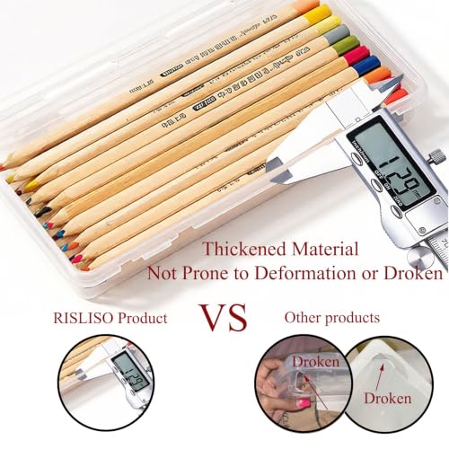 Image of Clear Small Hard Plastic Pencil Case With Hinged Lid for Pens Makeup brush | Clear Plastic Pencil Case Hinged Lid Snap Closure Small Hard Shell Plastic Pencil Pen Drill Bit Makeup brush Supplies Carry