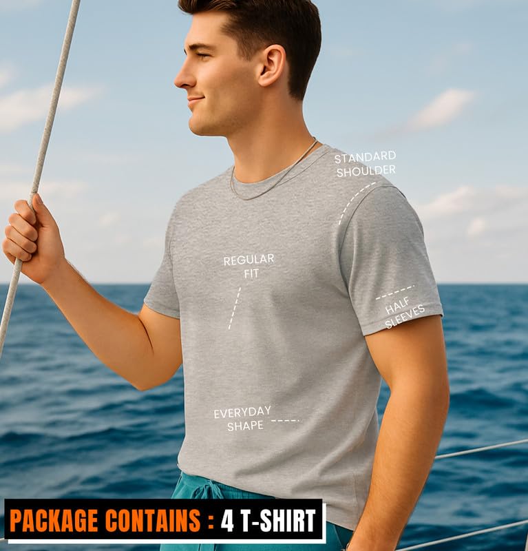 Image of Sleepynuts Men's Regular Fit Round Neck Half Sleeves Solid Casual Wear T-Shirt