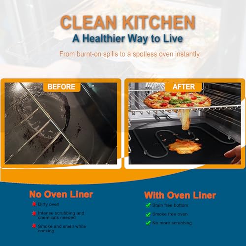 Image of Oven Liners for Bottom of Oven - 3 Pack Large Oven Mats, 17 inchx25 inch Non-Stick Reusable Liner for Electric, Gas, Toaster Ovens, Grills - Kitchen Accessory to Keep Oven Clean (3, Black)