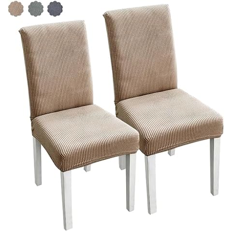voofly Chair Covers for Dining Room Bedroom Living Room Removable Stretch Dinding Chair Cover Sets of 2 Polyester Machine Washable Modern Farmhouse Khaki Cover