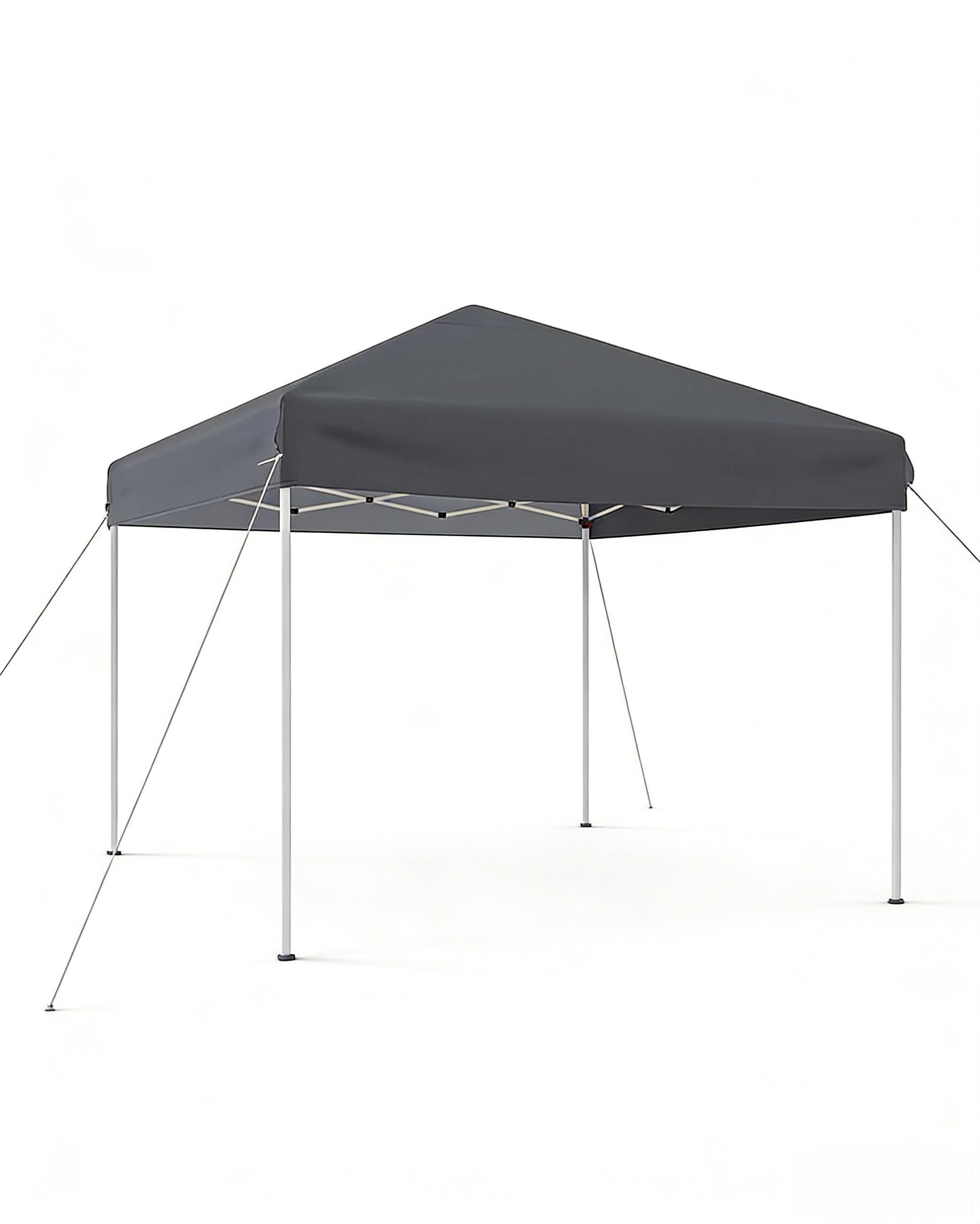 10x10ft Pop Up Canopy Tent - Heavy Duty Outdoor Shelter with Quick One-Button Setup, Adjustable Height, UV Protection, 1 Sidewall, Roller Bag, 4 Weights - Grey