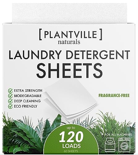 Plantville Natural Laundry Detergent Sheets - Eco-friendly Plant Based Liquidless Laundry Strips - Perfect For Home, Dorms, Travel & Camping