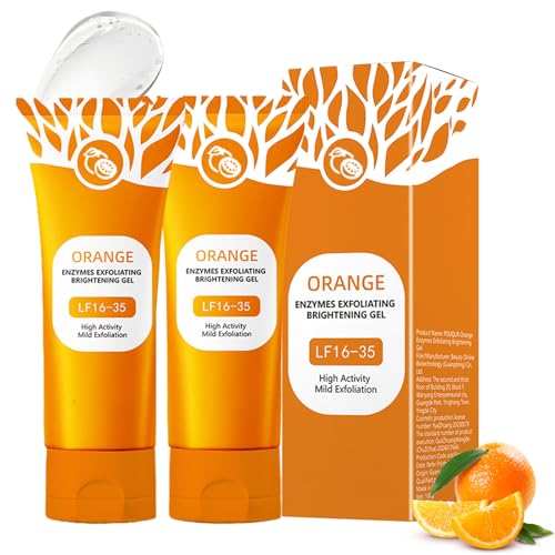 Orange Enzymes Exfoliating Gel, 2PCS Natürliches Orange Peeling Gel, Gentle Exfoliating zur Gesichtsreinigung & Porenreiniger, Face Scrub Peeling Gesicht & Körperpeeling, Gesicht Tiefenreinigung