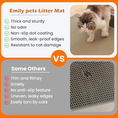Image of Emily Pets Cat Litter Mat | Double Layer Honeycomb Design with Large Holes | Waterproof, Non-Slip & Easy to Clean