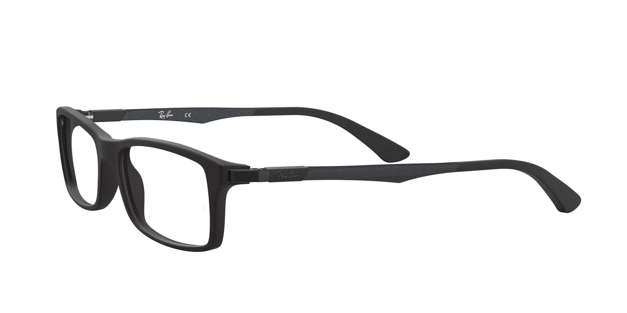 Ray-Ban Damskie prostokątne oprawki do okularów korekcyjnych Rx7017, Przezroczysta szara/soczewka demonstracyjna, 56 mm