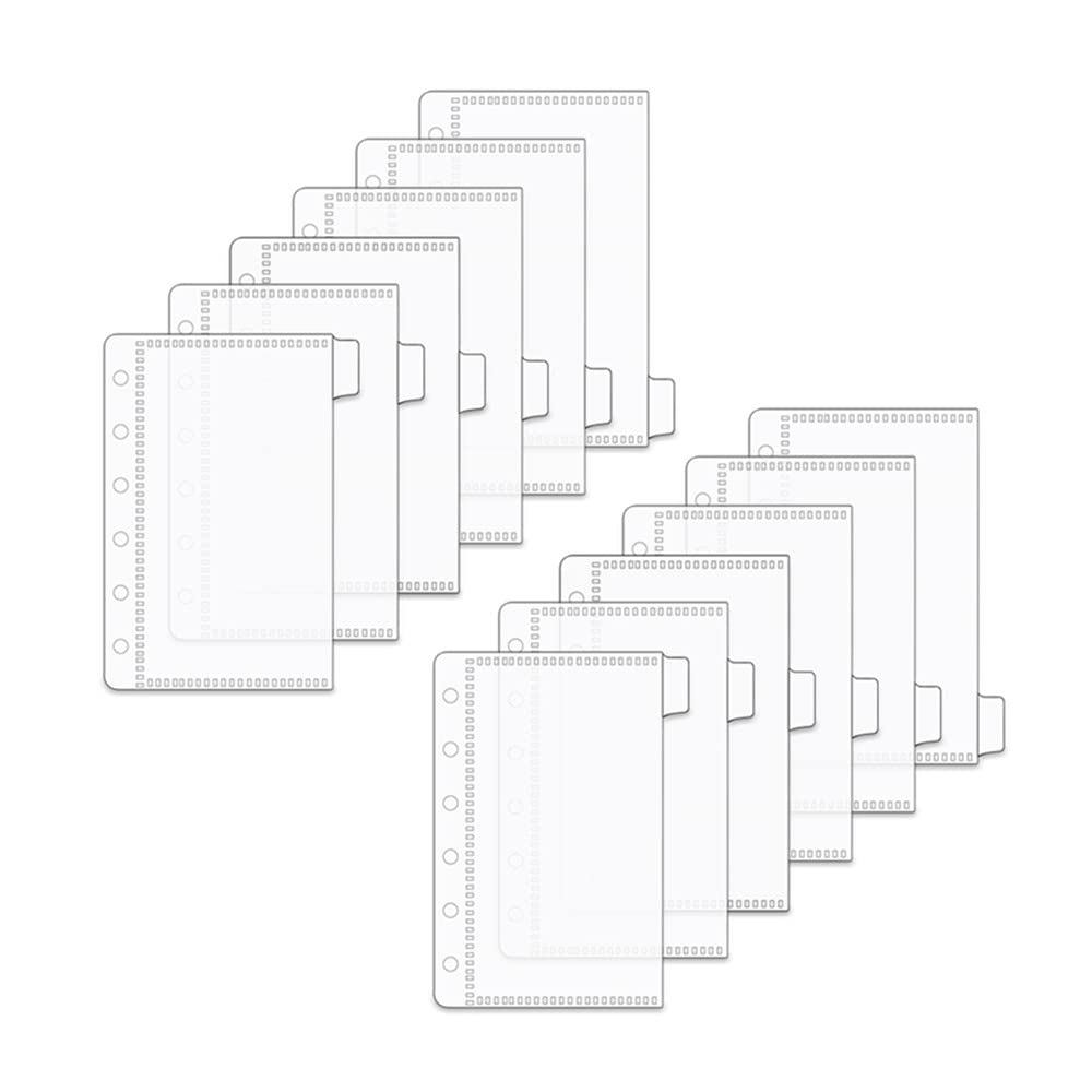 2 Set 6 Tabs A7 Clear PP Cash Envelopes Dividers Zipperless Loose Leaf 6 Hole A7 Budget Binder Pockets 12 Sheets Index Envelopes for Budgeting Money Bills Organizer — image 1