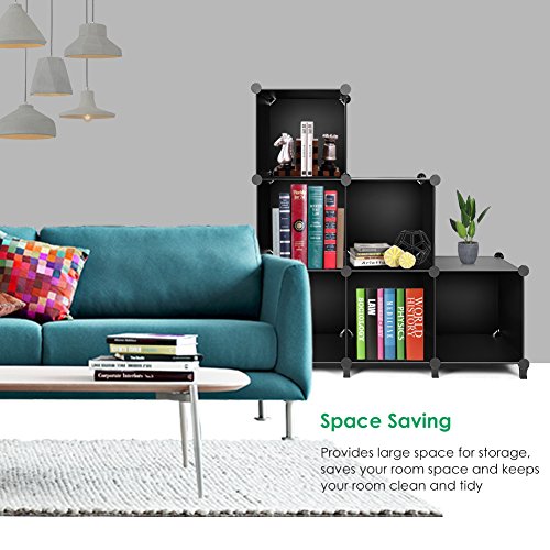 Tomcare Cube Storage 6-Cube Closet Organizer Storage Shelves Cubes Organizer Diy Plastic Closet Cabinet Modular Book Shelf Organizing Storage Shelving For Bedroom Living Room Office, Black #TOP3