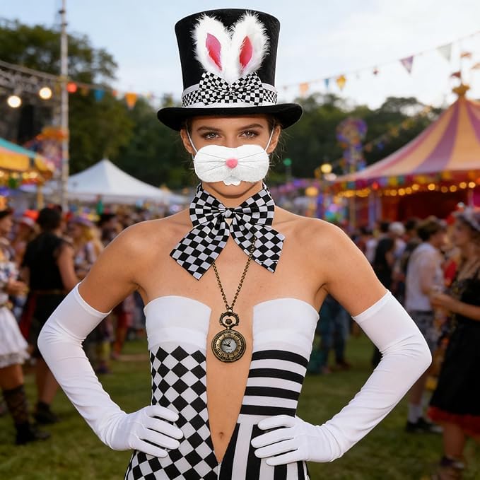 8Pcs Bunny Costume Set, White Rabbit Costume Accessories - Image 4