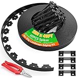 Graxury 2" Tall 40ft No Dig Landscape Edging Border with 60PCS 8" Plastic Spikes & 4 PCS Connectors - Garden Lawn Edging Kit with a Shears for Landscaping, Lawn, Flower Beds and Yard