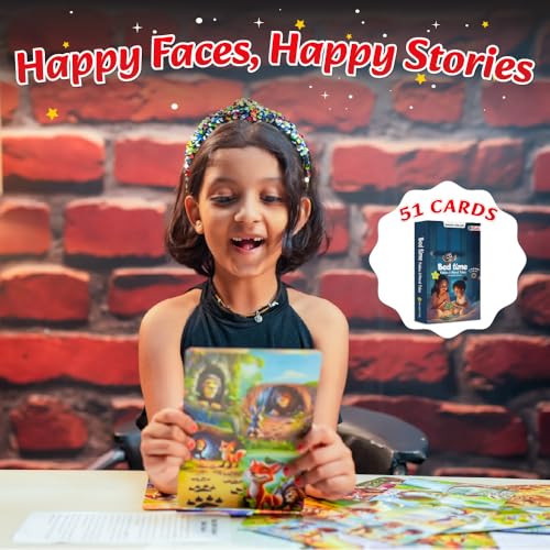 Image of Bedtime Fables and Moral Tales Flashcards for Kids, 51 Colourful & Short Stories Flashcards for 3-6 Years Old, Montessori Educational Toy