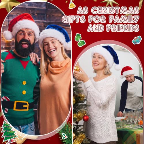 Image of Vicenpal 20 Pcs Santa Hats Bulk for Adults, Red and Blue, Classic