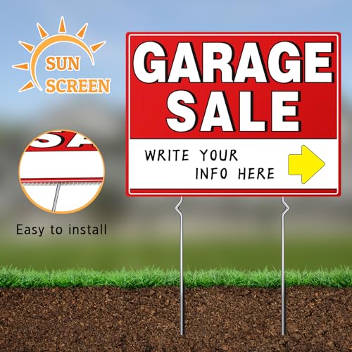 7 pcs garage sale sign with metal stakes 1734 x 1334 double-sided with 20 directional arrow stickers large yard weather-proof