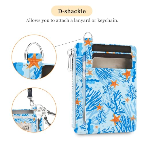 Image of Hancynir Ocean Sea Starfish Slim Wallet Women Credit Card Holder RFID Small