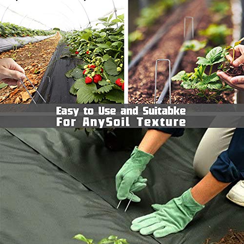 200 Pack 6 Inch Garden Staples Landscape Spikes Anchoring Pin Galvanized Steel Weed Barrier Fabric Ground Cover - Thumbnail 6