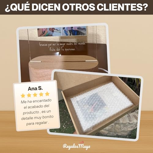Lámpara Personalizada - Lampara con Foto y con Texto, Regalos Originales, Luz LED, Regalo Día de la Madre, Pareja, Amigos, Familiares, Regalos Personalizados, Placa de Metacrilato con Luz (MAMÁ)