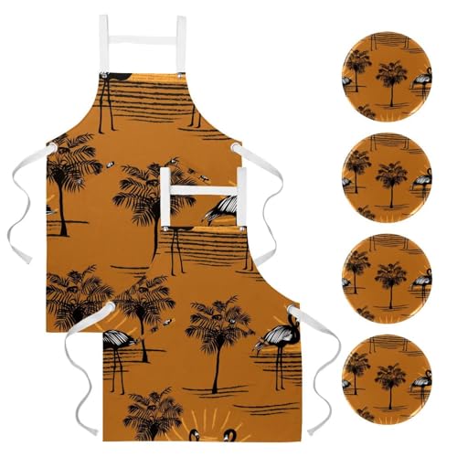 Tablier de cuisine pour nettoyage de la maison et travail en bar avec motif flamant rose