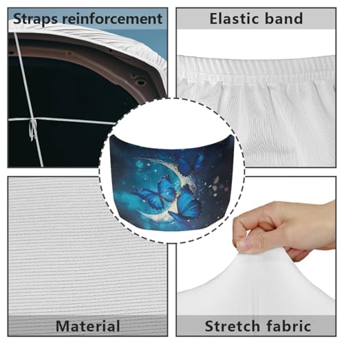 Image of Butterfly Moon Print Car Hood Cover Elastic Polyester Car Hood Cover Removable Automotive Accessories Suitable Most Automotive Sedans Trucks Pickup Sports Cars