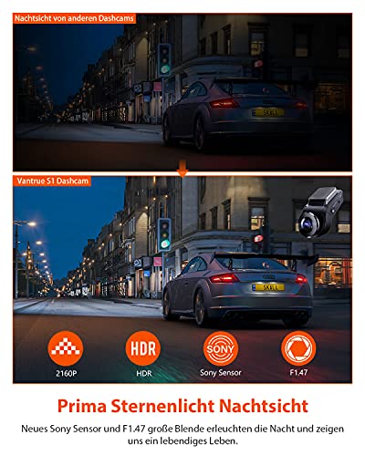 VANTRUE S1 4K Dual Dashcam met GPS en Nachtzicht - Afbeelding 4