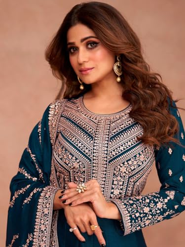 Image of Girl's Fashion Hub's Anarkali Gown with duaptta Set for Women, Chinon Silk Fabric || Ethnic Gown for Women