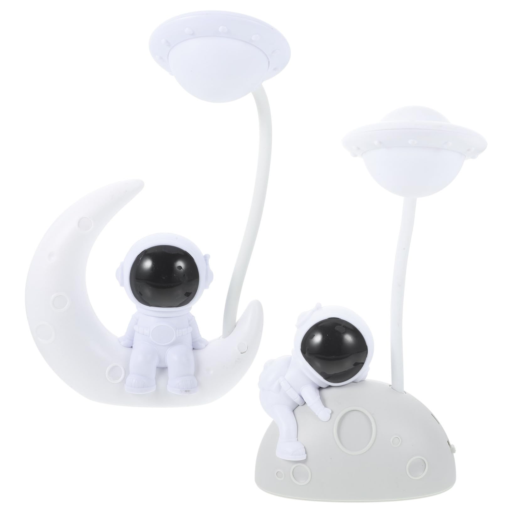 2 juegos Lámpara LED de Noche con Diseño Astronauta y Luna Luz USB Pequeña para Dormitorio y Decoración de Unidades
