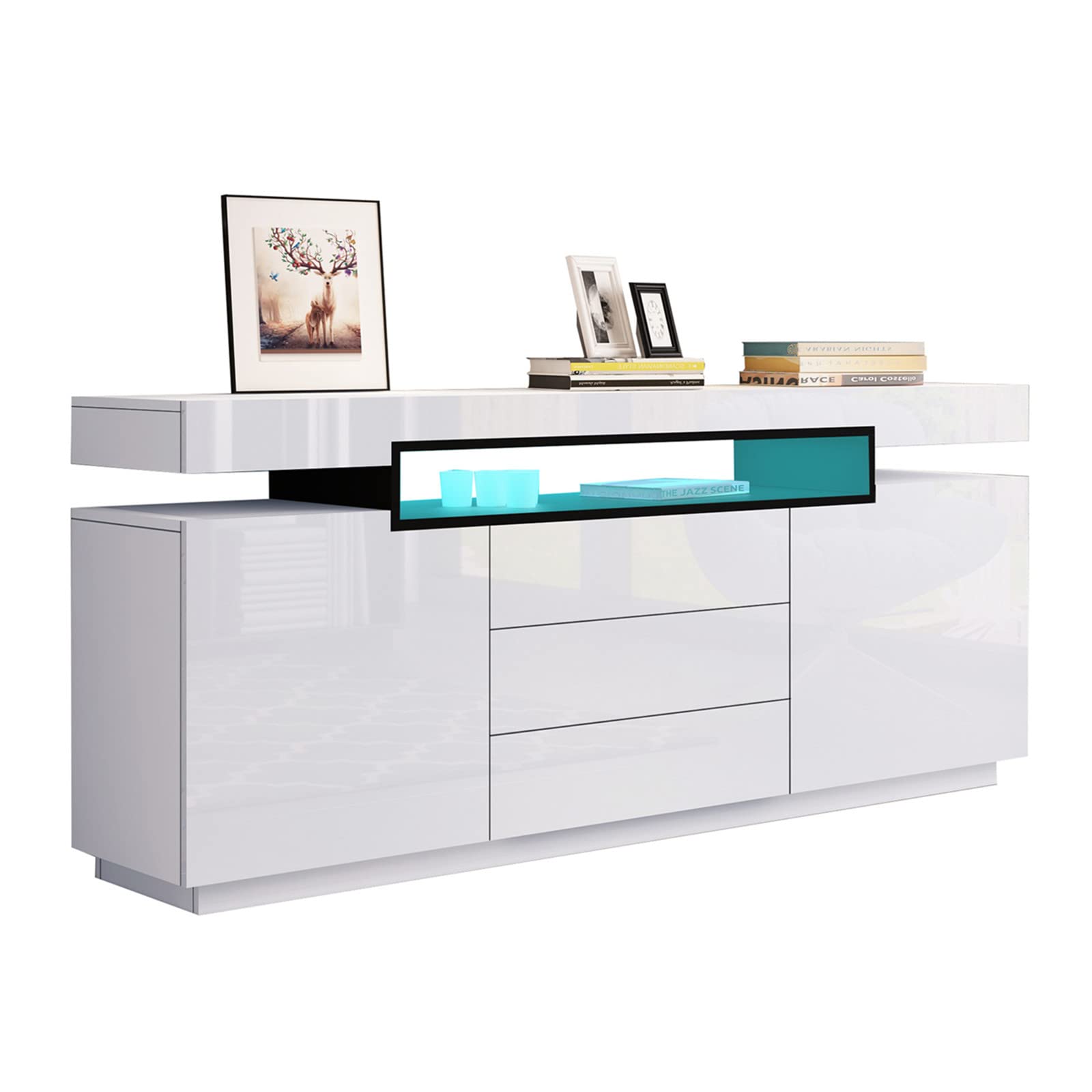 Buy Sideboard, LED Sideboard Storage White Gloss Sideboard for