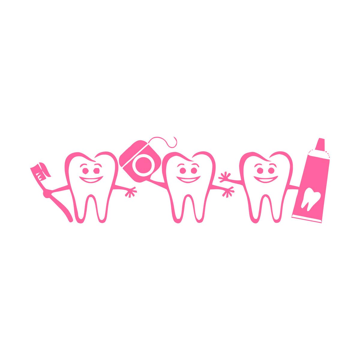 Dentist Office Decor Smile Teeth Wall Decal Cute Toothbrush Vinyl Murals Bathroom Dental Care Wall Stickers Dentistry Art Small - 17x57cm
