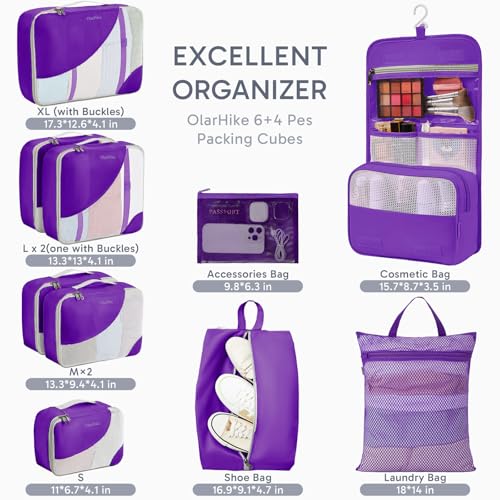 Image of OlarHike 10 Set Packing Cubes for Travel, Gifts for Women Mom,Anti-Tearing Suitcase Organizer with Over 1000 pcs Mesh Holes,Vacation Essentials & Accessories for Cruise Ship