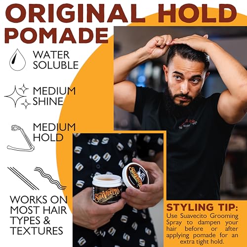 Suavecito Pomade Original Hold For Men 4 oz, 1 Pack - Medium Shine Water Based Wax Like Flake Free Hair Gel - Easy To Wash Out - All Day Hold For All Hairstyles - Image 6