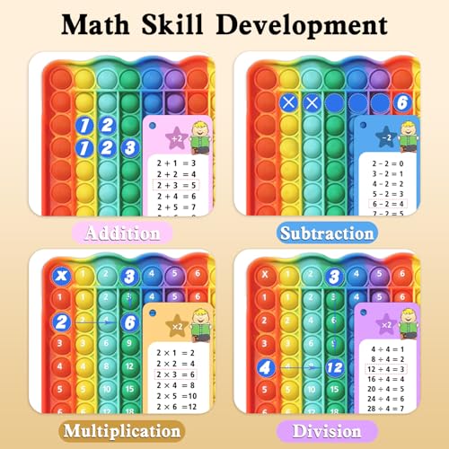 Image of Multiplication Flash Cards + Pop Fidget Multiplication Chart, Times Table Educational Flashcard 3rd Grade, 4th, 5th, 6th Grade