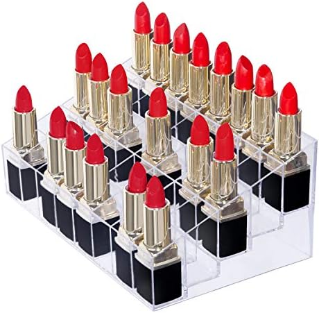 Gospire 40 Stand Lipstick Holder, Clear Acrylic Lip Gloss Lipstick Holder Case Display Rack Holder & 40 slots (in a 8 x 5 arrangement) Makeup Organizer