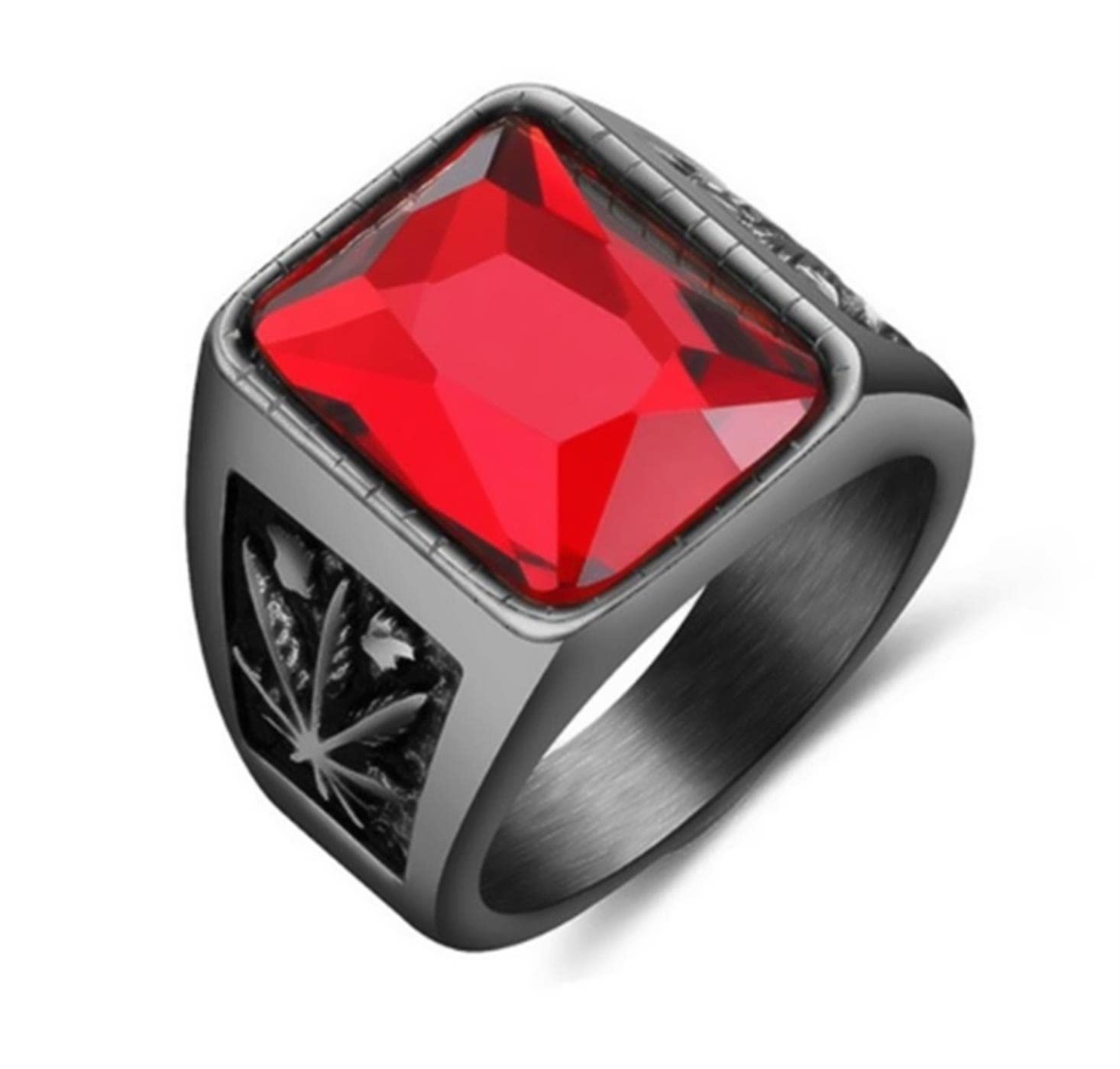 Bague Lion Tête Pierre Noire Punk - Alliage Zinc Plaqué Or, Zirconium Cubique - Style Rétro Hip Hop, Cadeau Homme Femme