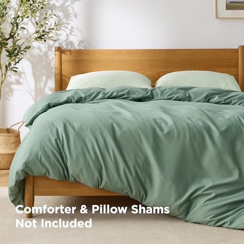 Image of Bedsure Duvet Cover Queen Size, 1Pc Soft Double Brushed Bedding, Sage Green | For Kids & Adults, 90 inchx90 inch, Only 1 Comforter Cover, No Pillow Shams, Hotel Luxury, Breathable, Lightweight, Zipper Closure