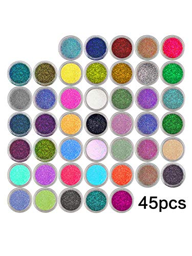 Fancylande Glitzerpulver für Nägel, Nagelaufbau, Kunst, Make-up, Körperfarbe, Kunsthandwerk, Maniküre-Palette mit… – Bild 3