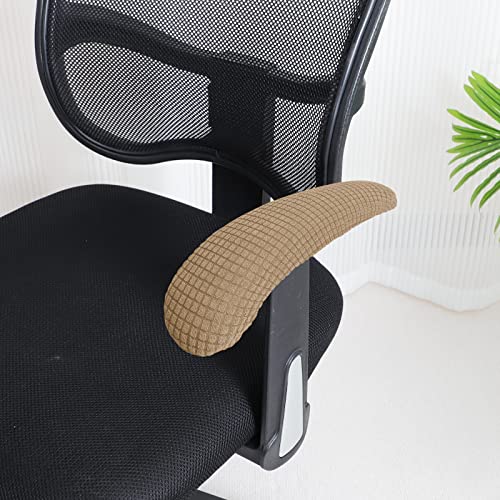 Image of FORCHEER Office Chair Armrest Covers Stretchable Water Resistant Spandex Stretch Jacquard Elastic Band Computer Office Chair Arm Pad Covers Chair Slipcover for Desk Chairs Arm 2P-Camel