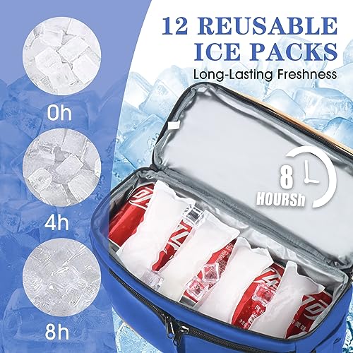 Image of Scothen Backpack Cooler with Double Decker & 12 Ice Packs- Keeps 36 Cans Cold for Up to 24 Hours- Waterproof & Leak Proof Insulated Cooler Backpack- Stylish Cooler Bookbag for Women Travel Work Beach